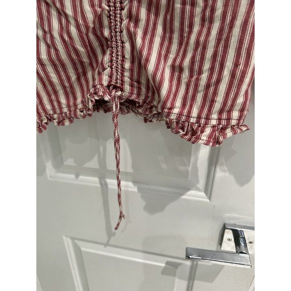 Volcom Top White/Red Blouse 100% Cotton Short Sleeve V-Neck Women's Size XL (12) - Picture 6 of 15